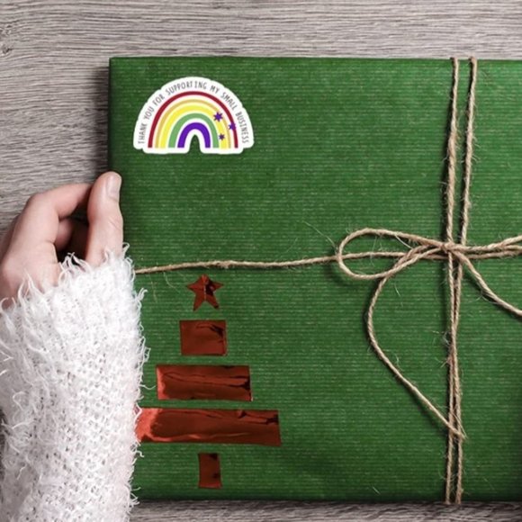 50 THANK YOU FOR SUPPORTING MY SMALL BUSINESS Rainbow Star Stickers 1" … - Picture 6 of 7